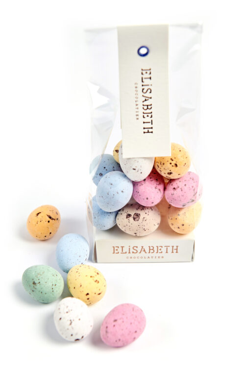 Colorful eggs filled with praliné